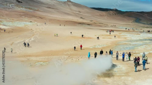 Aerial of Namaskard and Hverir: Geothermal areas