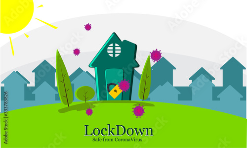 Illustration vector graphic of lockdown from coronavirus suitable for making an appeal to the public poster