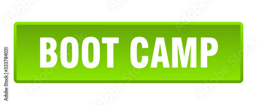 boot camp button. boot camp square green push button