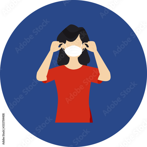 Woman Wearing mask to cover her face