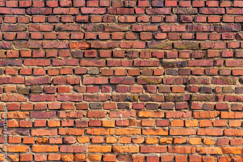 Old red brick wall as background, brick background