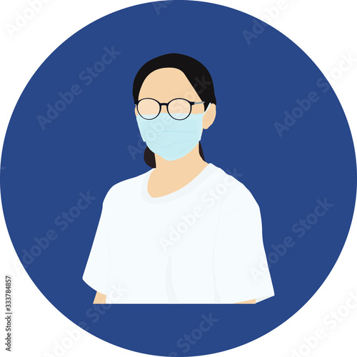 Woman with glasses and mask