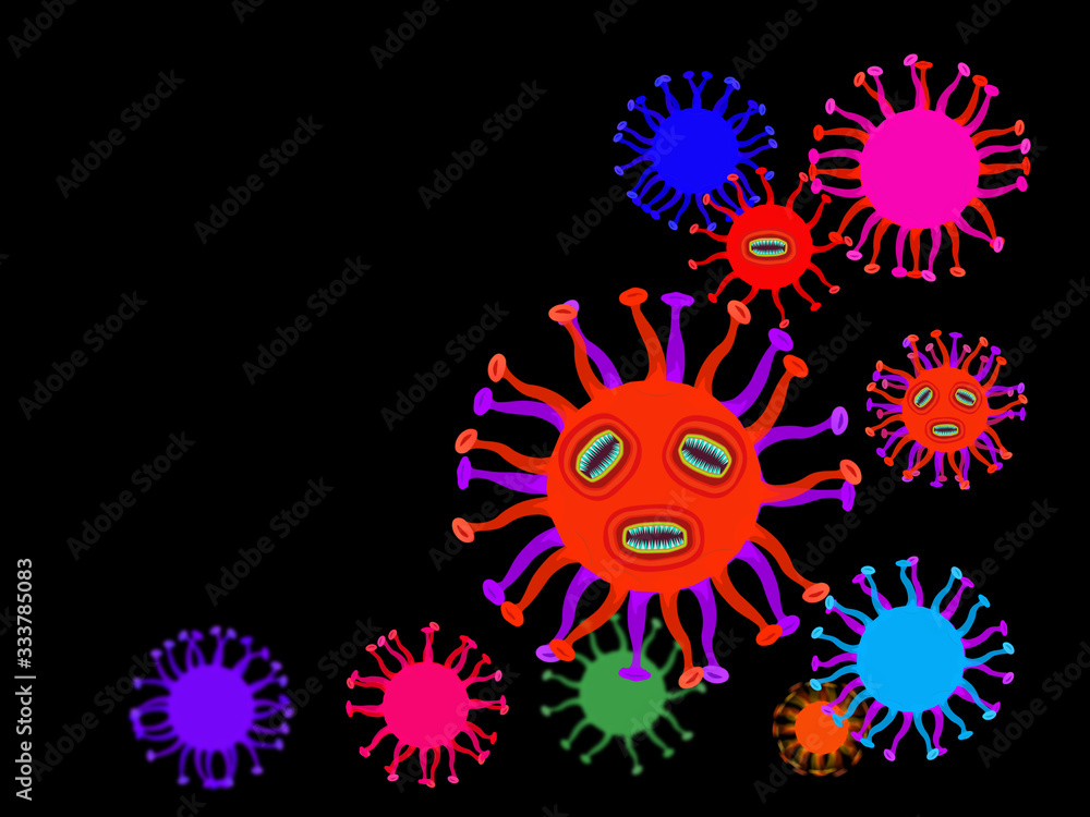 .flying Covid-19 corona virus, virus that causes acute respiratory infections and the common cold.. .flying Covid-19 corona virus, virus that causes acute respiratory infections and the common cold..