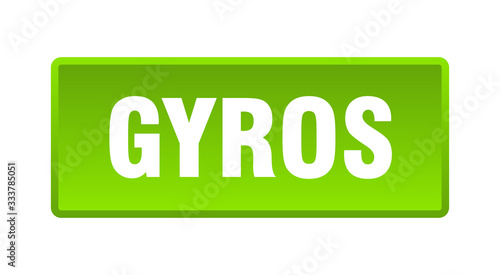 gyros button. gyros square green push button