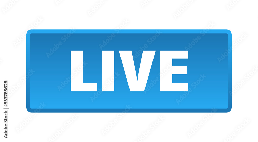 live button. live square blue push button live button. live square blue push button