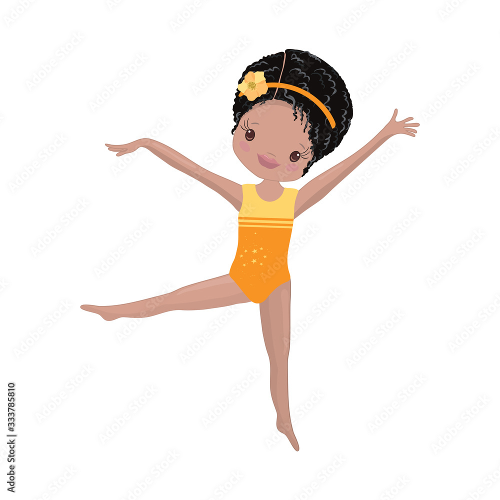 Clipart Cute African American Girl Gymnast Gym. Vector Illustration: Beautiful Cute Little Gymnast. Clipart Cute African American Girl Gymnast Gym. Vector Illustration: Beautiful Cute Little Gymnast.