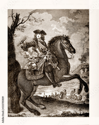 Equestrian portrait of Philippe II  Duke of Orleans (1674 - 1723)  member of the royal family of France and ruler in the Regency period.