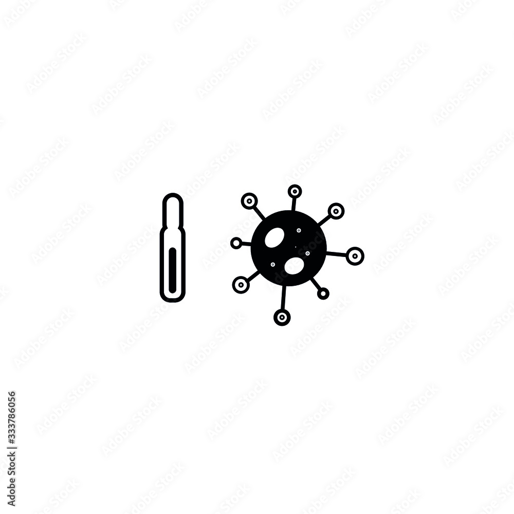 Pictogram with covid-19 virus and thermometer Pictogram with covid-19 virus and thermometer