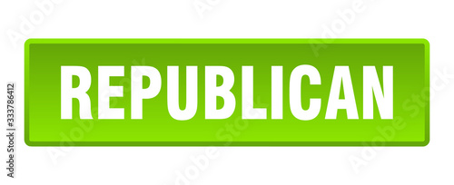 republican button. republican square green push button