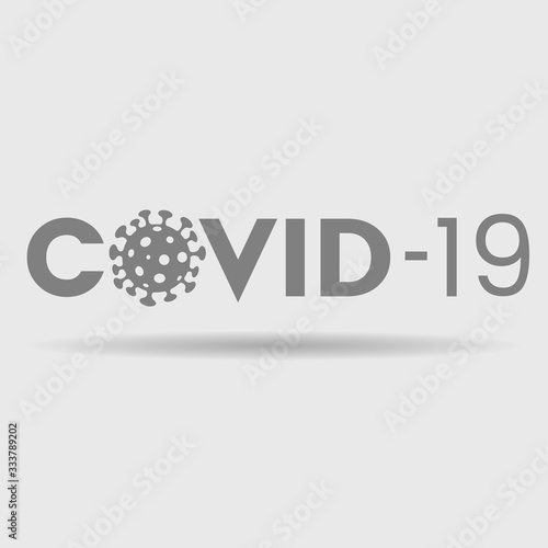 Abstract Grey Coronavirus Icon with Covid-19 Text