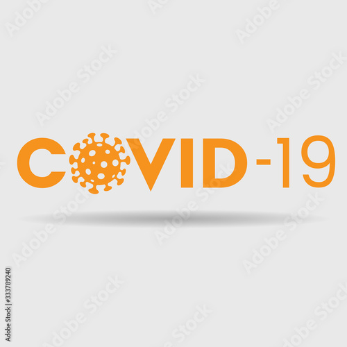 Abstract Orange Coronavirus Icon with Covid-19 Text