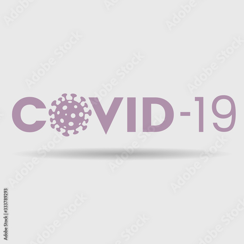 Abstract Purple Coronavirus Icon with Covid-19 Text