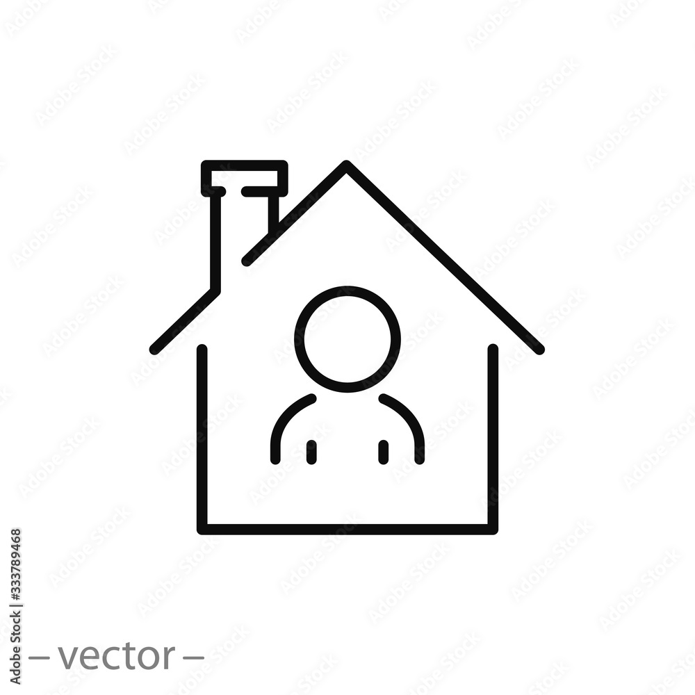 home quarantine icon, stay self isolated, global coronavirus epidemic, virus protection alert, thin line web symbol on white background - editable stroke vector illustration eps10 home quarantine icon, stay self isolated, global coronavirus epidemic, virus protection alert, thin line web symbol on white background - editable stroke vector illustration eps10