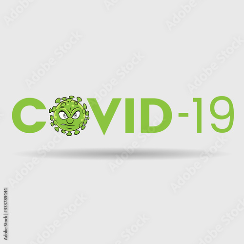 Angry Coronavirus over Green Covid-19 Text