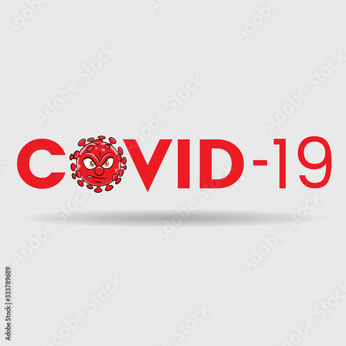 Angry Coronavirus over Red Covid-19 Text