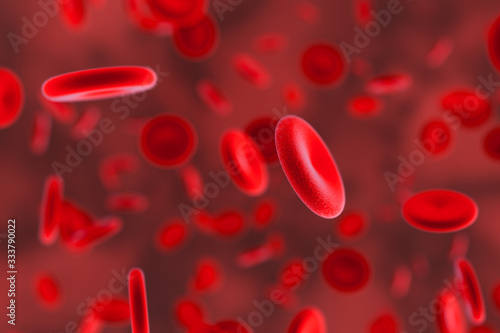 A close-up of human blood cells  3d rendering 