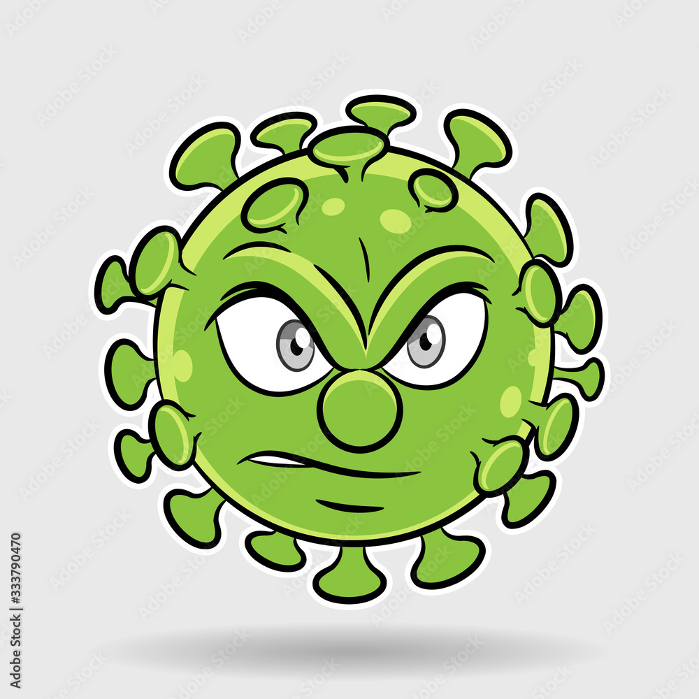 Cartoon Angry Green Coronavirus Cartoon Angry Green Coronavirus
