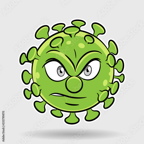 Cartoon Angry Green Coronavirus