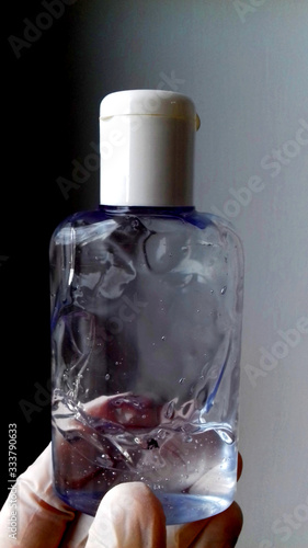 sanitizer gel in a small bottle photo