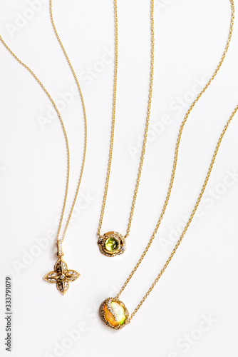Necklaces flatly on white