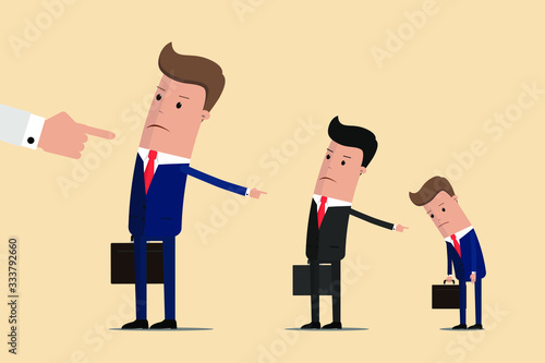 Businessmen blaming each other for failures. People pointing each other. Vector Illustration