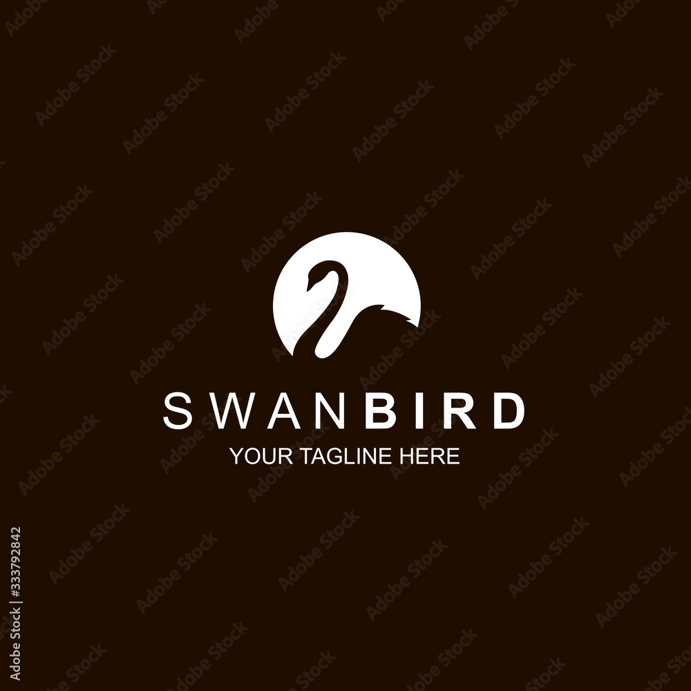 Fototapeta premium white swan icon isolated on black background