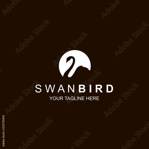 white swan icon isolated on black background