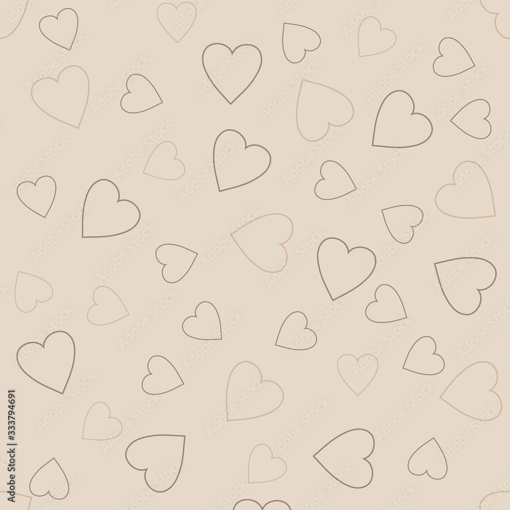 Heart abstract seamless background with beige and coffe hearts for cards, banner, posters, wallpapers, textile, surface design, wrapping papers, packaging. Vector illustration Heart abstract seamless background with beige and coffe hearts for cards, banner, posters, wallpapers, textile, surface design, wrapping papers, packaging. Vector illustration