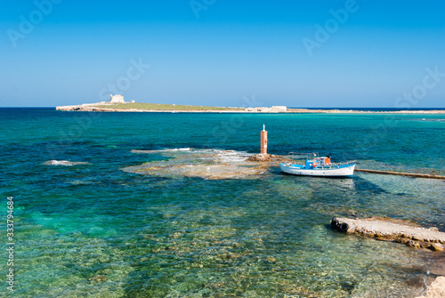 The island of "Capo Passero" in southern Sicily during the summer