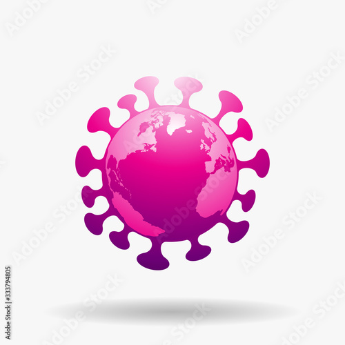 Globe Shaped Magenta Coronavirus Icon