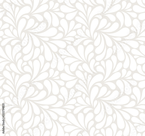 Vector seamless beige pattern with white drops. Monochrome abstract floral background.