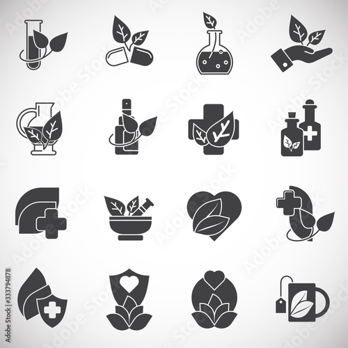 Natural medicine related icons set on background for graphic and web design. Creative illustration concept symbol for web or mobile app