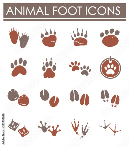 Animal foot print icons set on background for graphic and web design. Creative illustration concept symbol for web or mobile app