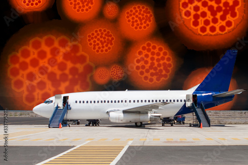 Virus molecules next to an ...