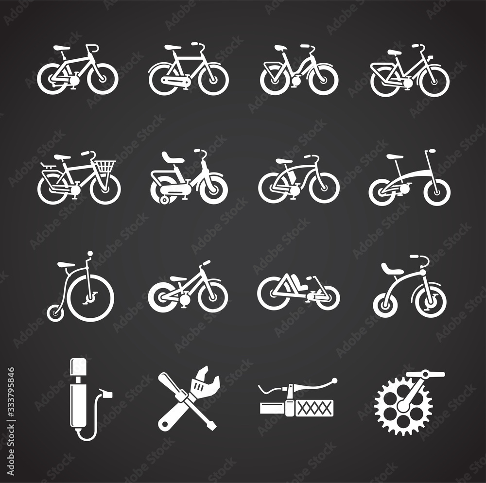 Bicycle related icons set on background for graphic and web design. Creative illustration concept symbol for web or mobile app Bicycle related icons set on background for graphic and web design. Creative illustration concept symbol for web or mobile app