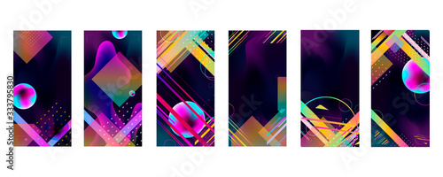 Dynamic set geometric fluid shapes, lines liquid abstract gradient background for banner, poster or book. vector design.