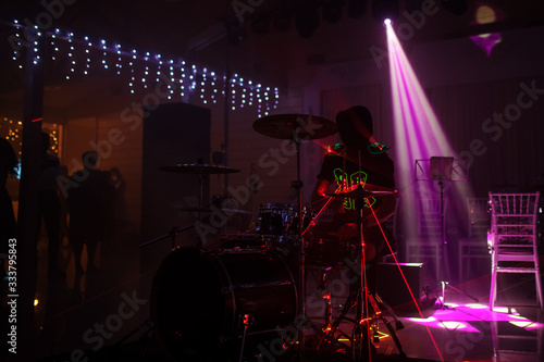 A drummer show his laser light show