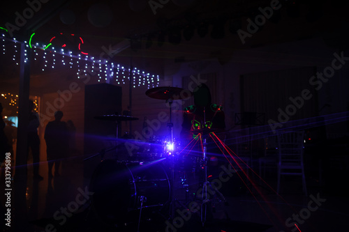 A drummer show his laser light show