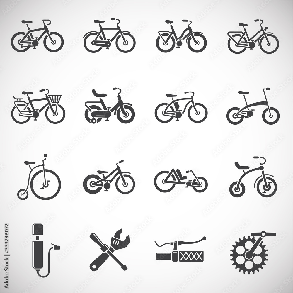 Bicycle related icons set on background for graphic and web design. Creative illustration concept symbol for web or mobile app Bicycle related icons set on background for graphic and web design. Creative illustration concept symbol for web or mobile app