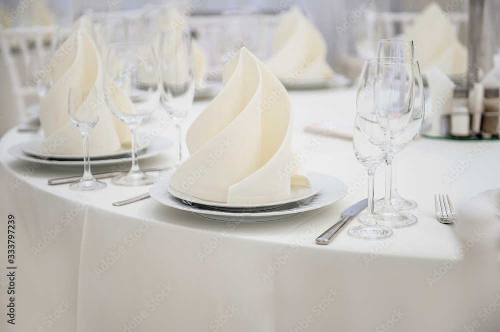 Close up view of wedding reception restaurant table Close up view of wedding reception restaurant table