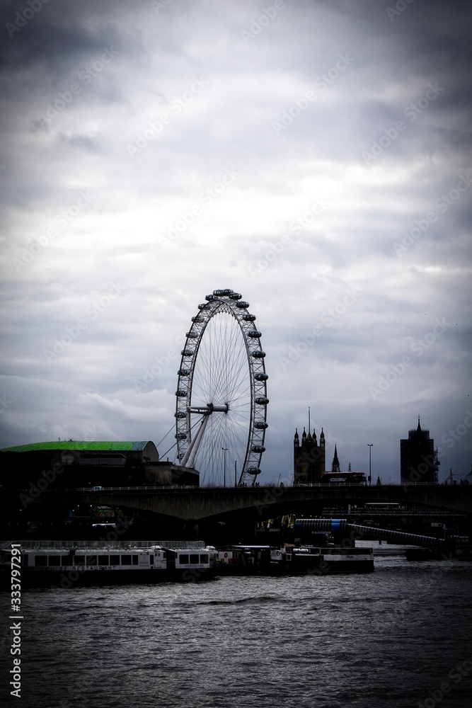 Millennium wheel on a dark gloomy day