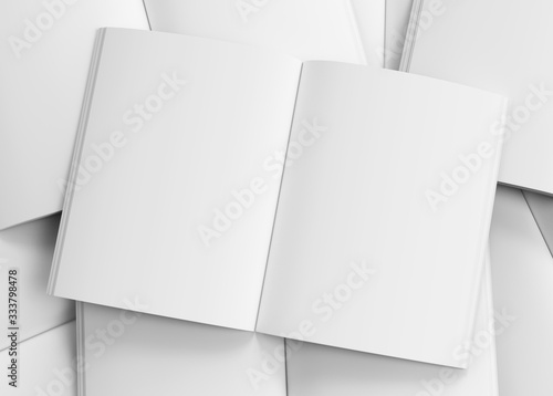 Book White Spread Magazine Mockup Top Template 3d