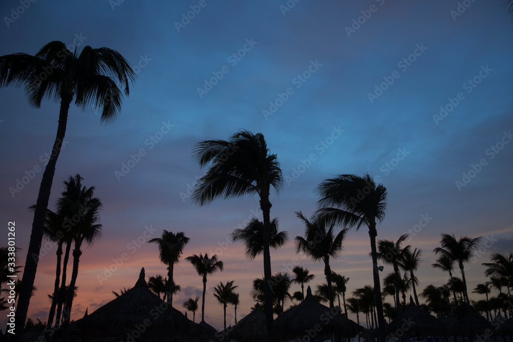 Beautiful Sunset on Palm Beach in Aruba Beautiful Sunset on Palm Beach in Aruba
