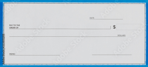Blank check for managing finances photo
