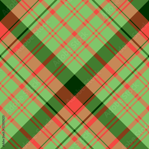Seamless pattern in fascinating stylish green and red colors for plaid, fabric, textile, clothes, tablecloth and other things. Vector image. 2