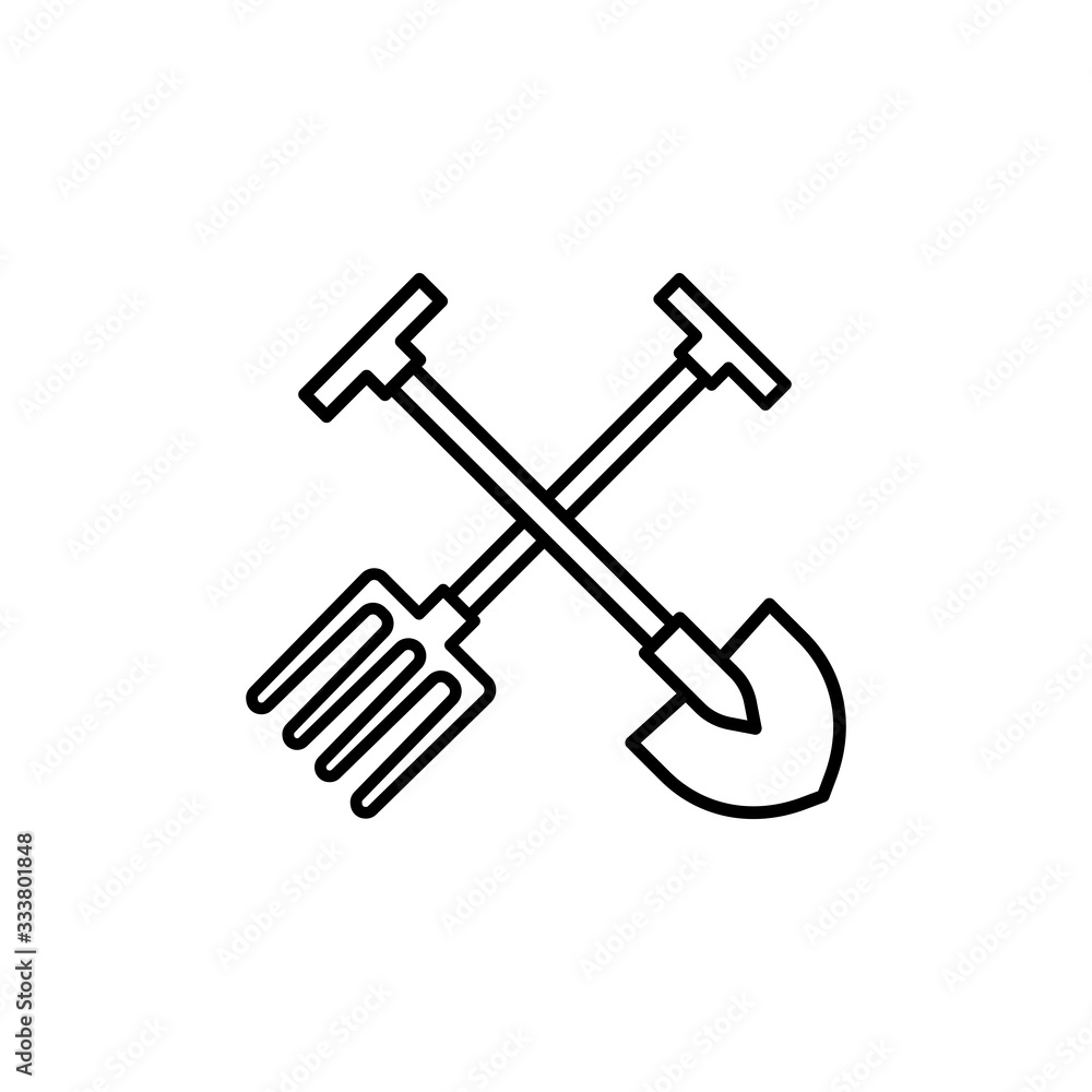 Vector illustration, shovel and fork icon design Vector illustration, shovel and fork icon design