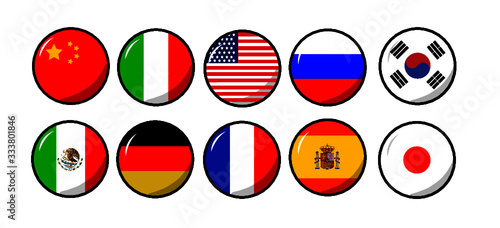 set of various countries flags in button shape Free Download set of various countries flags in button shape - GFXLoad