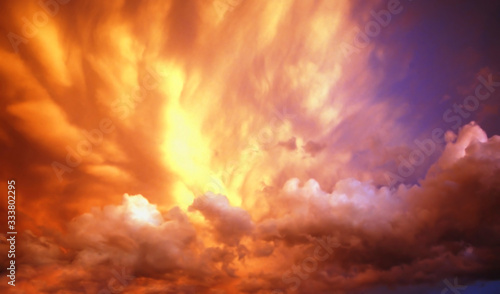 Obraz na plátne Storm Clouds at Sunset - Image was taken in Chamberlain,SD just before a violent storm hit the area