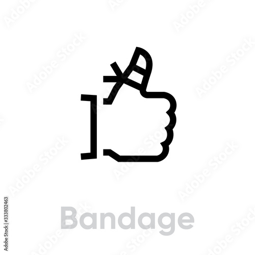 Finger bandage icon. Editable Line Vector.