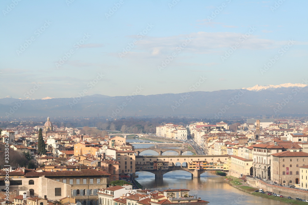 Florence, Italy ,view of ponte Vecchio and river Arno